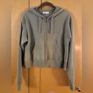 Hanes Sage Green Full-Zip Cropped Hoodie